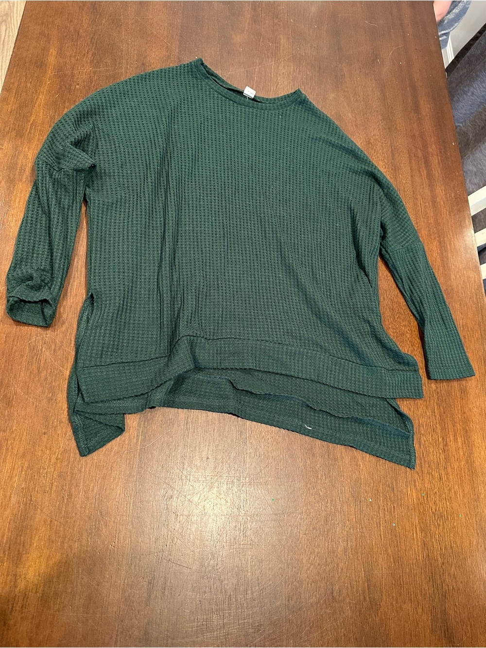 Forest Green Waffle Knit Long Sleeve Tunic